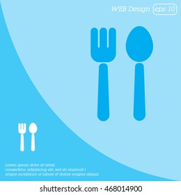 Web line icon. Cutlery (fork and spoon)