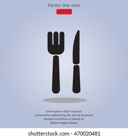Web line icon. Cutlery (fork, knife)