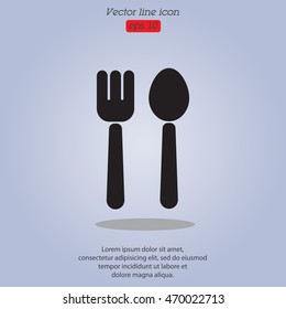 Web line icon. Cutlery (fork and spoon)
