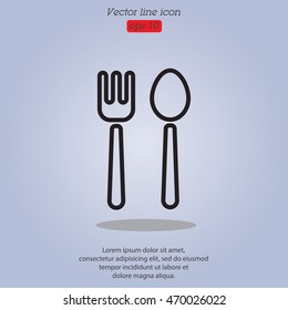 Web line icon. Cutlery (fork and spoon)
