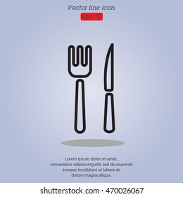 Web line icon. Cutlery (fork, knife)