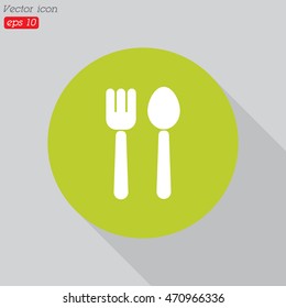 Web line icon. Cutlery (fork and spoon)