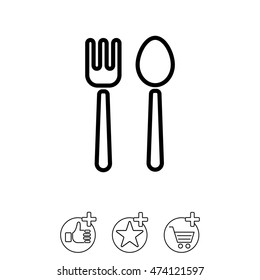Web line icon. Cutlery (fork and spoon)