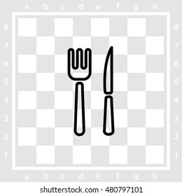 Web line icon. Cutlery (fork, knife)