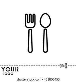 Web line icon. Cutlery (fork and spoon)