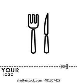 Web line icon. Cutlery (fork, knife)