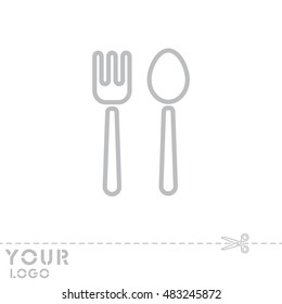 Web line icon. Cutlery (fork and spoon)