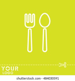 Web line icon. Cutlery (fork and spoon)