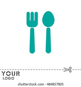 Web line icon. Cutlery (fork and spoon)
