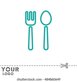 Web line icon. Cutlery (fork and spoon)