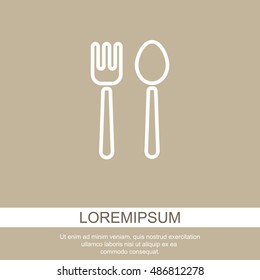 Web line icon. Cutlery (fork and spoon)