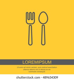 Web line icon. Cutlery (fork and spoon)
