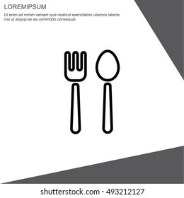 Web line icon. Cutlery (fork and spoon)
