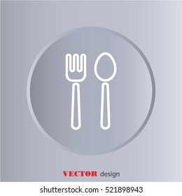 Web line icon. Cutlery (fork and spoon)
