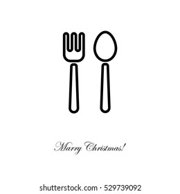 Web line icon. Cutlery (fork and spoon)