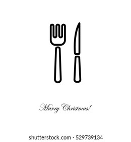 Web line icon. Cutlery (fork, knife)