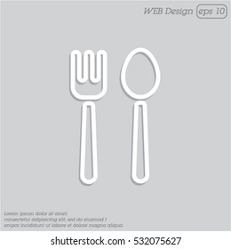 Web line icon. Cutlery (fork and spoon)