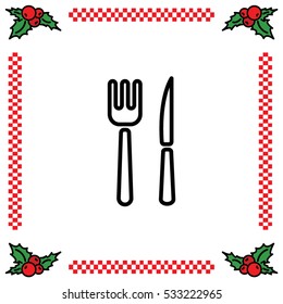 Web line icon. Cutlery (fork, knife)
