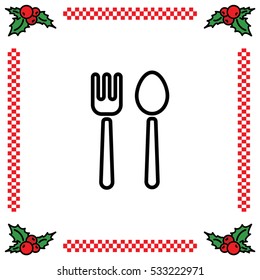 Web line icon. Cutlery (fork and spoon)