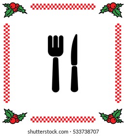Web line icon. Cutlery (fork, knife)