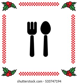 Web line icon. Cutlery (fork and spoon)