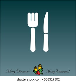 Web line icon. Cutlery (fork, knife)