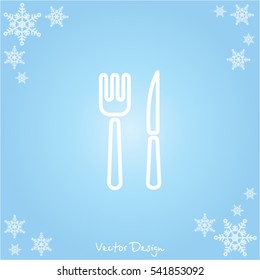 Web line icon. Cutlery (fork, knife)