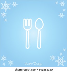 Web line icon. Cutlery (fork and spoon)