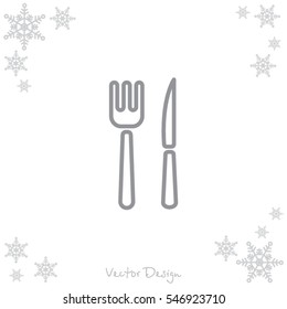 Web line icon. Cutlery (fork, knife)