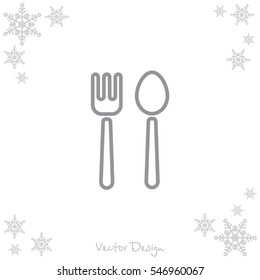 Web line icon. Cutlery (fork and spoon)