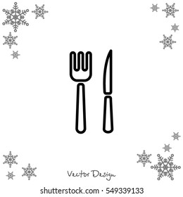 Web line icon. Cutlery (fork, knife)