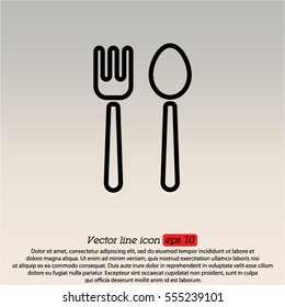 Web line icon. Cutlery (fork and spoon)