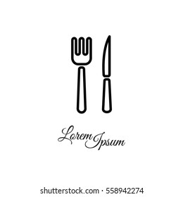 Web line icon. Cutlery (fork, knife)