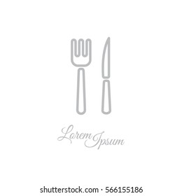Web line icon. Cutlery (fork, knife)
