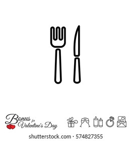 Web line icon. Cutlery (fork, knife)