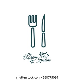 Web line icon. Cutlery (fork, knife)