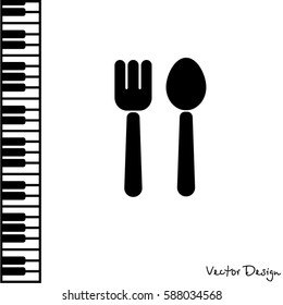Web line icon. Cutlery (fork and spoon)