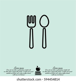 Web line icon. Cutlery (fork and spoon)