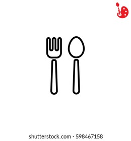 Web line icon. Cutlery (fork and spoon)