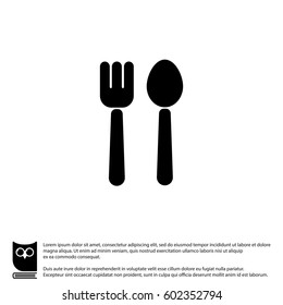 Web line icon. Cutlery (fork and spoon)