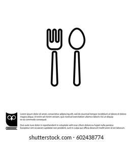 Web line icon. Cutlery (fork and spoon)
