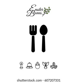 Web line icon. Cutlery (fork and spoon)
