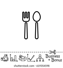 Web line icon. Cutlery (fork and spoon)