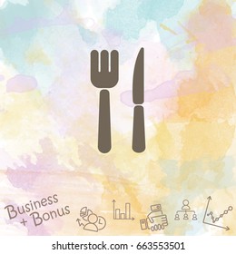 Web line icon. Cutlery (fork, knife)