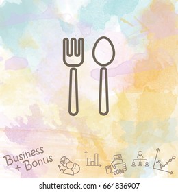 Web line icon. Cutlery (fork and spoon)
