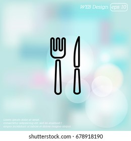 Web line icon. Cutlery (fork, knife)