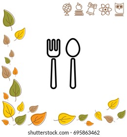 Web line icon. Cutlery (fork and spoon)
