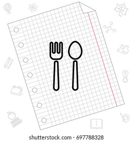 Web line icon. Cutlery (fork and spoon)