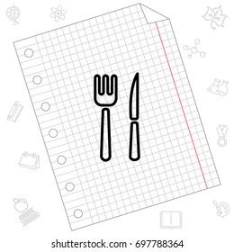 Web line icon. Cutlery (fork, knife)