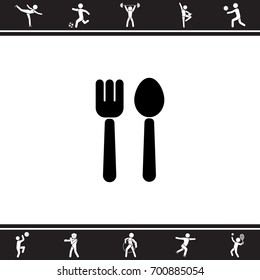 Web line icon. Cutlery (fork and spoon)